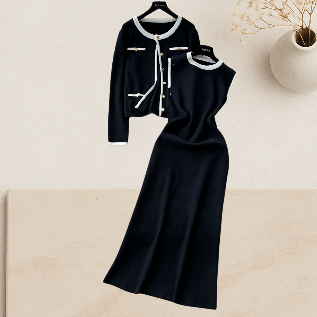 The Colette Set – Maxi Knit Dress & Cardigan Duo