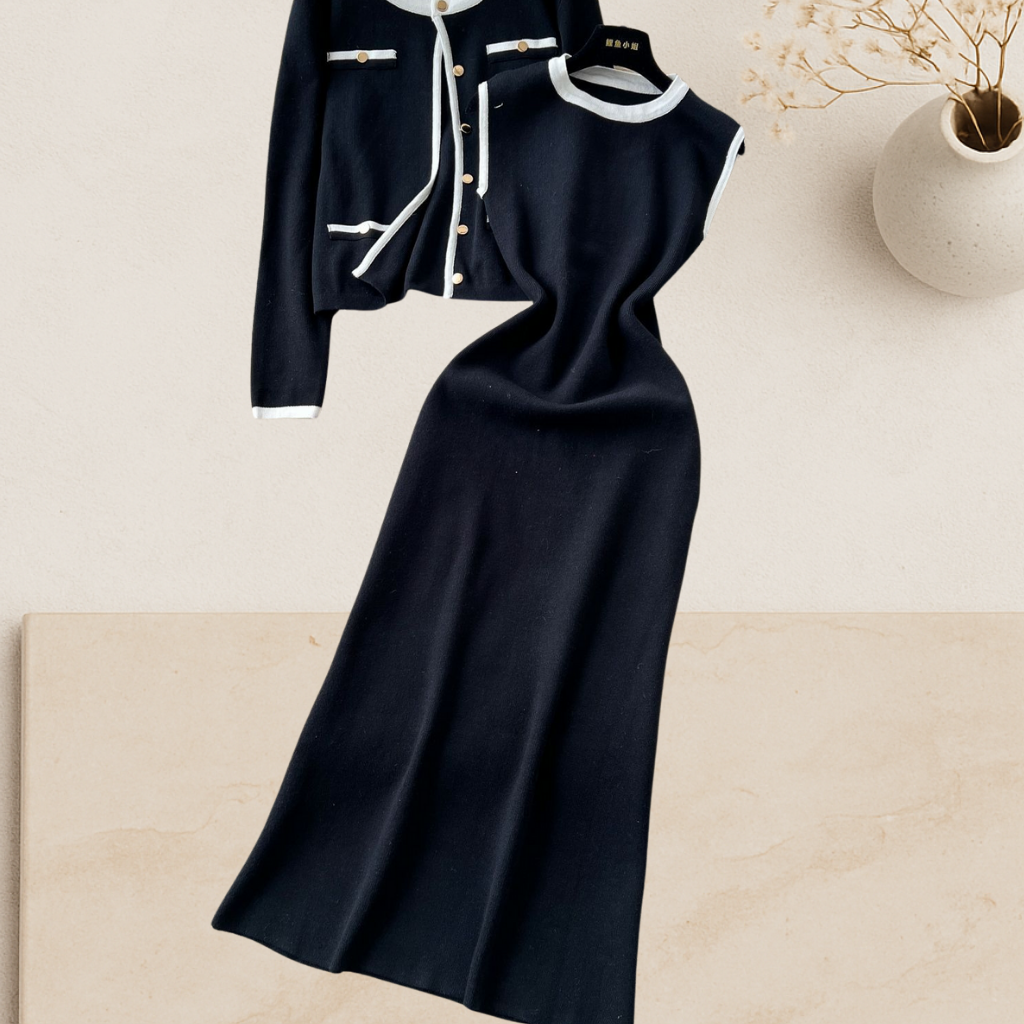 The Colette Set – Maxi Knit Dress & Cardigan Duo