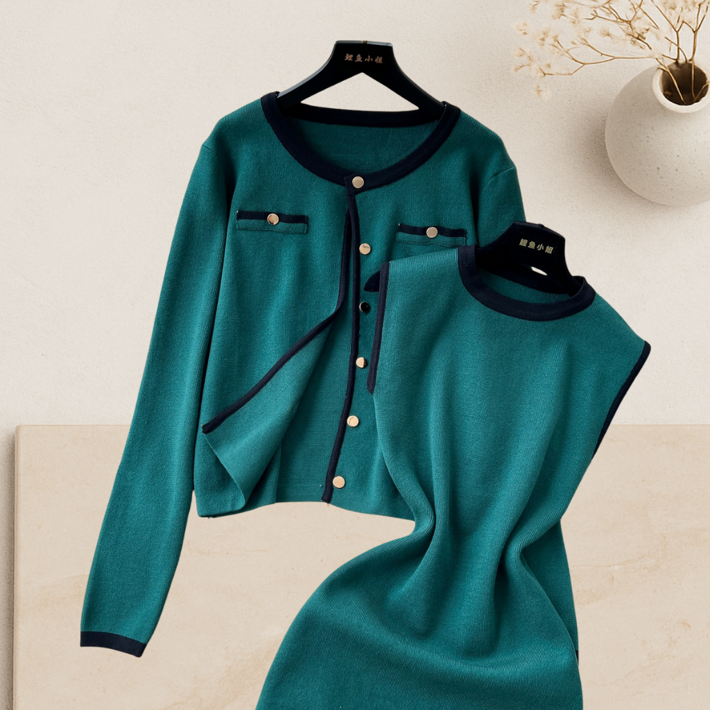 The Colette Set – Maxi Knit Dress & Cardigan Duo