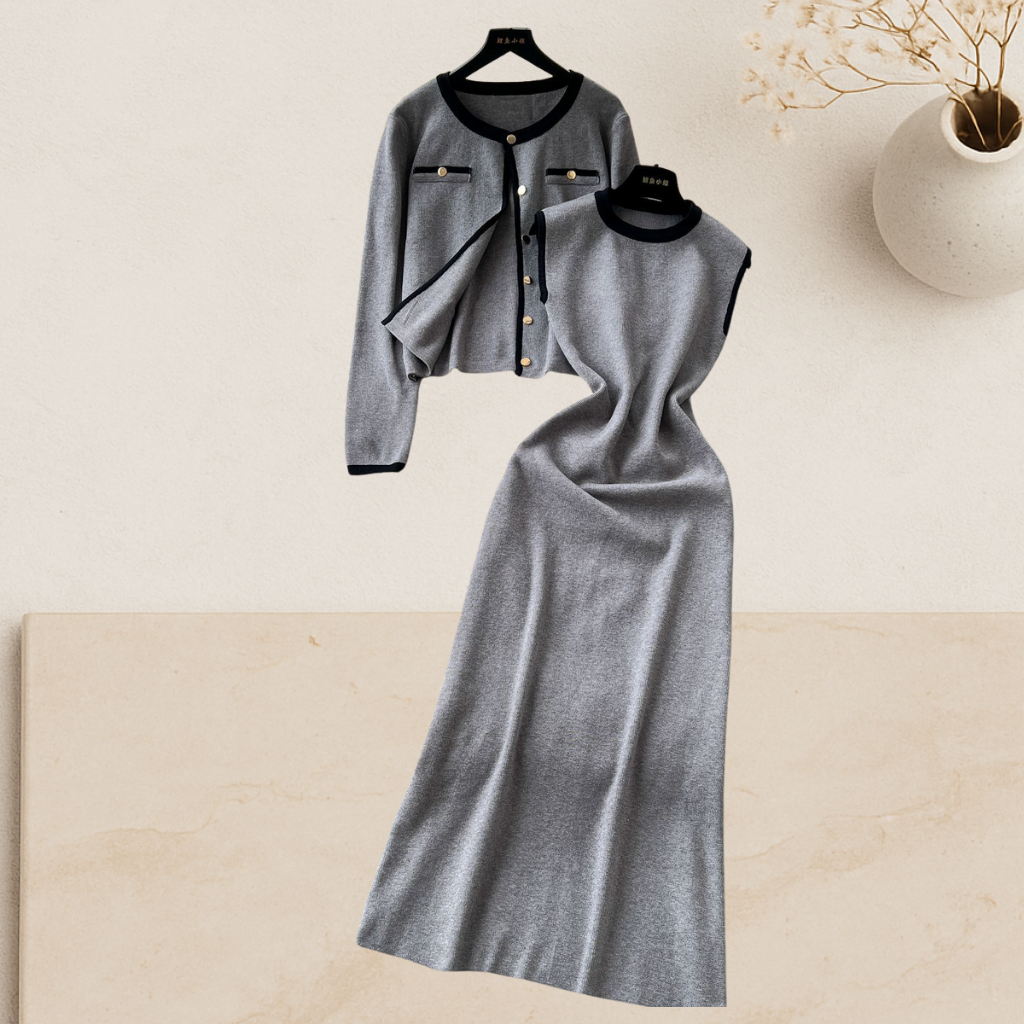 The Colette Set – Maxi Knit Dress & Cardigan Duo