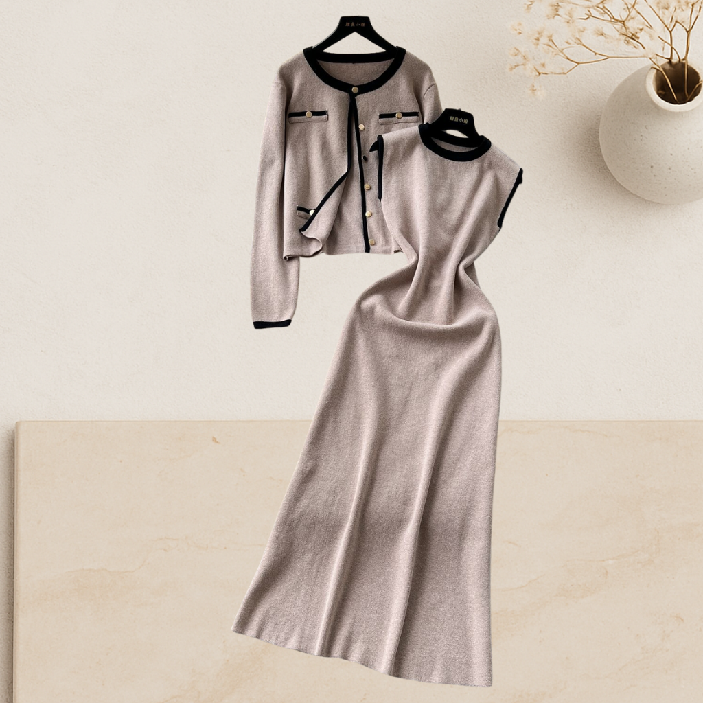 The Colette Set – Maxi Knit Dress & Cardigan Duo