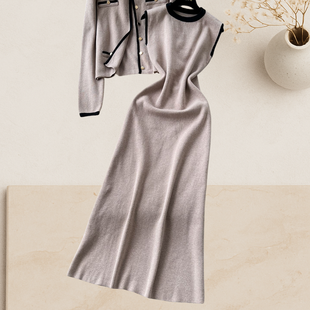 The Colette Set – Maxi Knit Dress & Cardigan Duo
