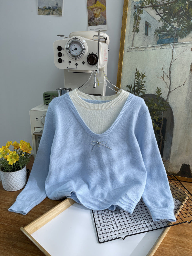 Cozy Bow Detail Knit Sweater