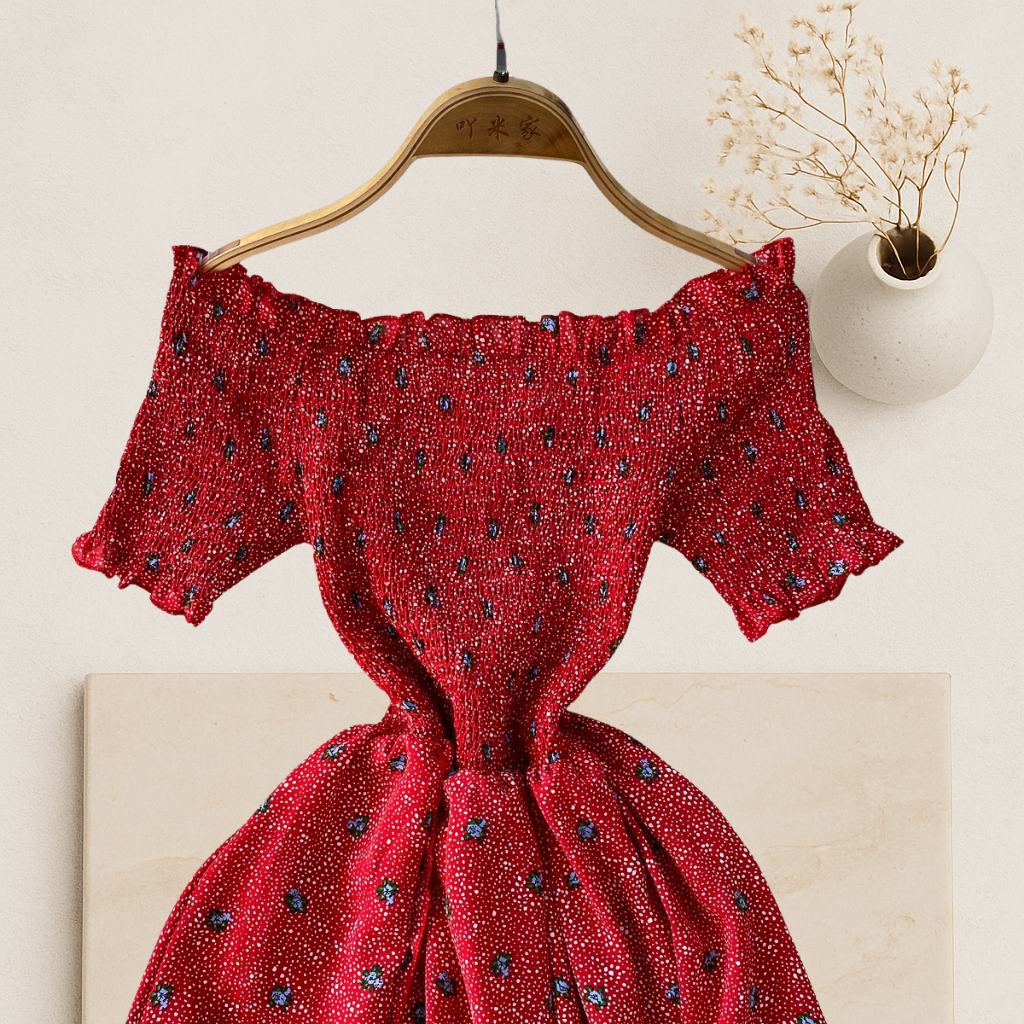 Celestia- Off-Shoulder Floral Midi Dress