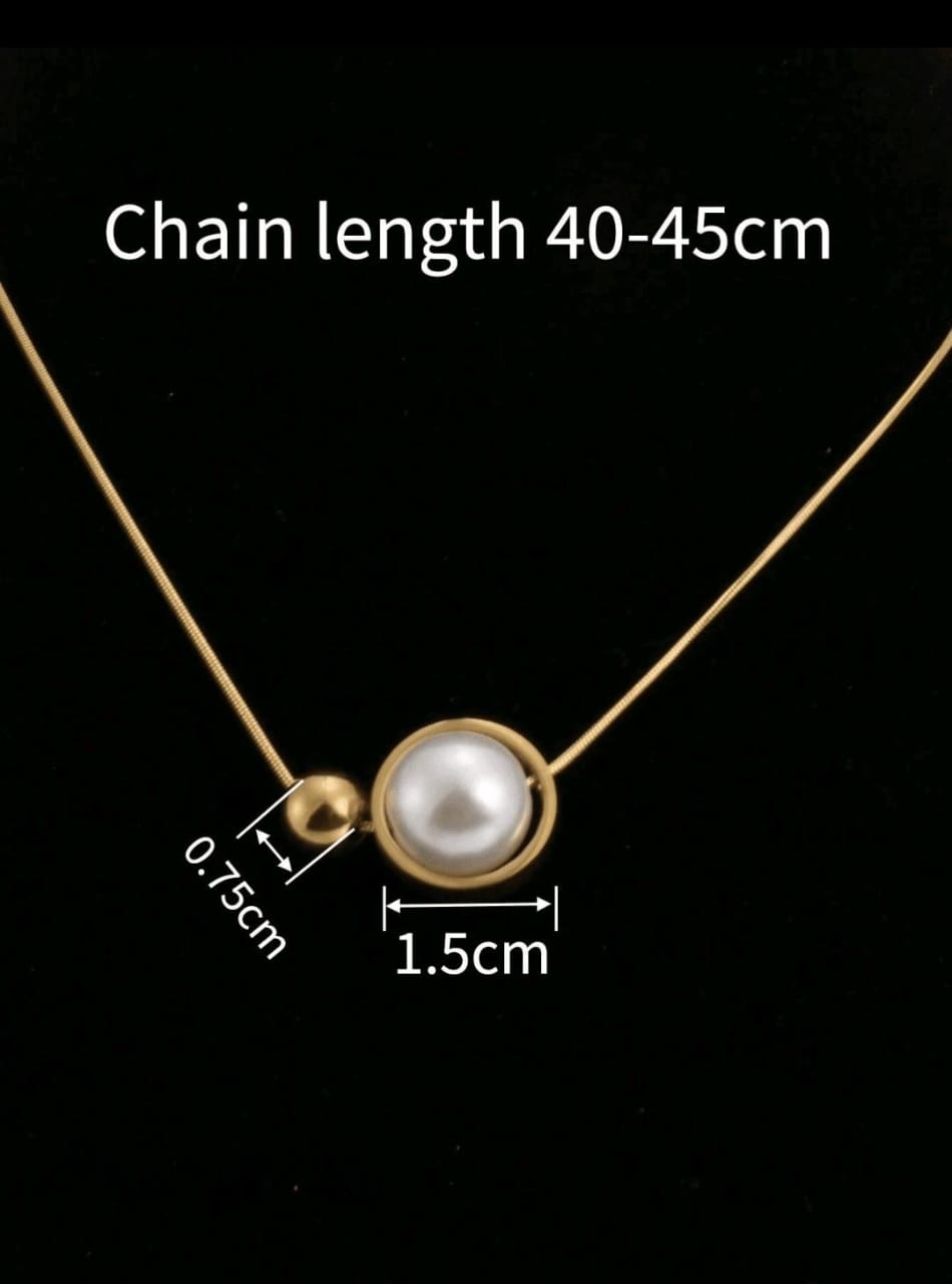 Luna Orb Necklace – Shiny Faux Pearl With Stainless Steel Necklace