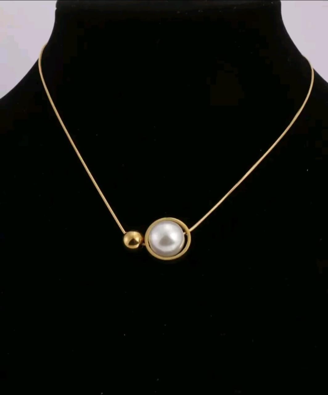 Luna Orb Necklace – Shiny Faux Pearl With Stainless Steel Necklace
