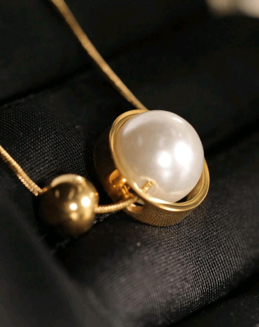 Luna Orb Necklace – Shiny Faux Pearl With Stainless Steel Necklace