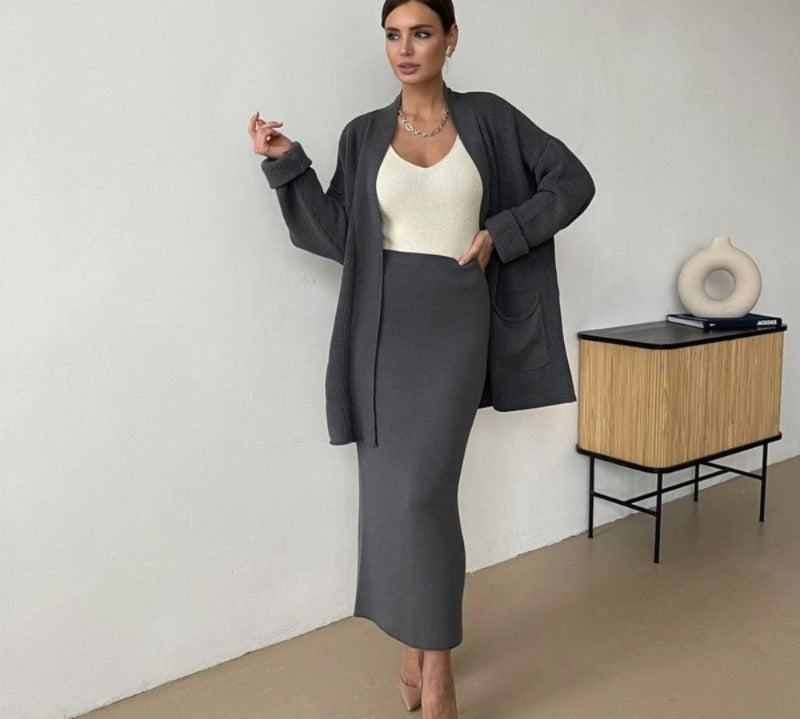 Serenity Knit Co-ord Set – Cardigan & Skirt
