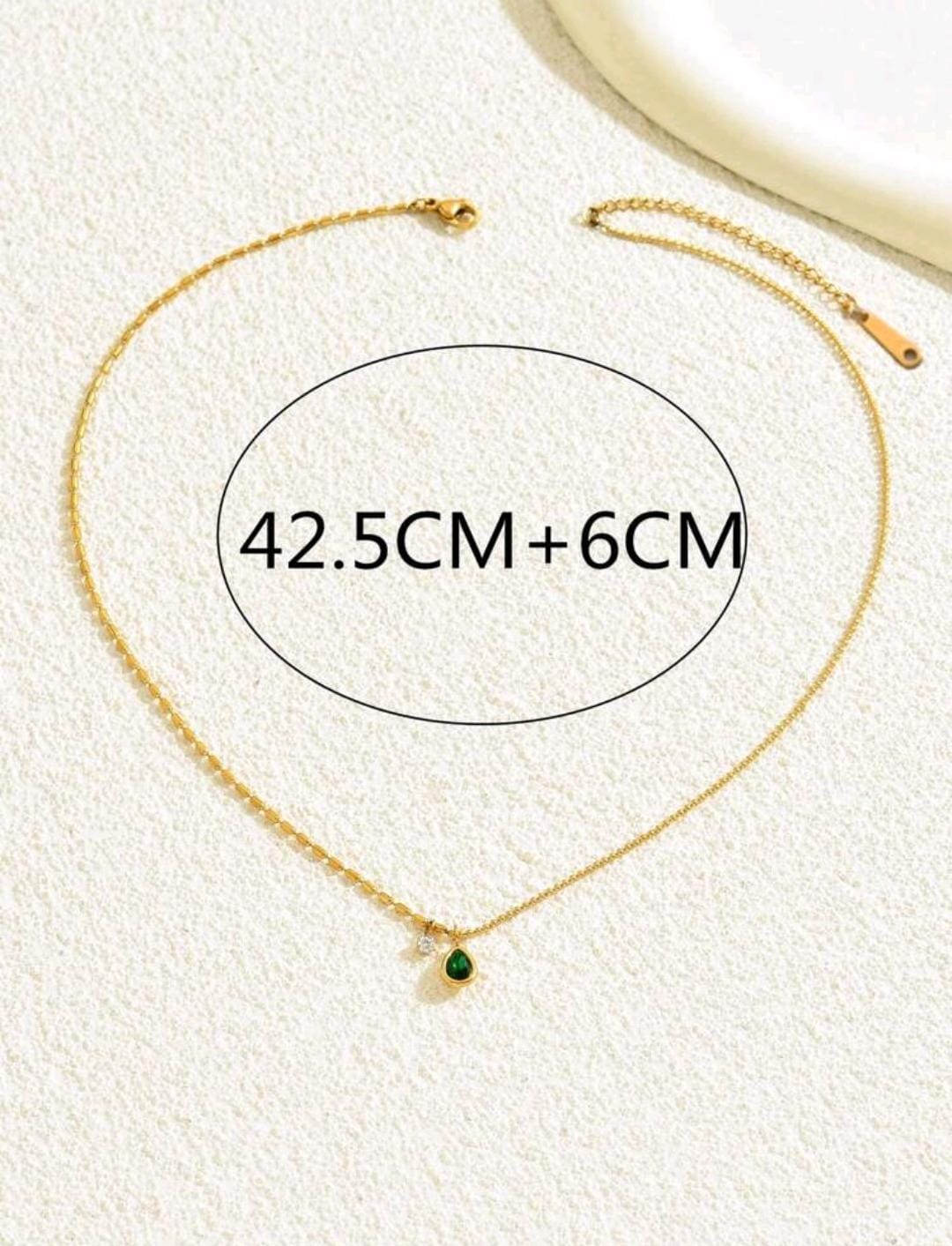 Emerald Glow Pendant – 18k Gold Plated Necklace Minimalist Necklace