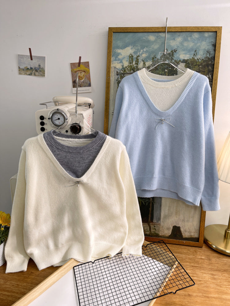 Cozy Bow Detail Knit Sweater