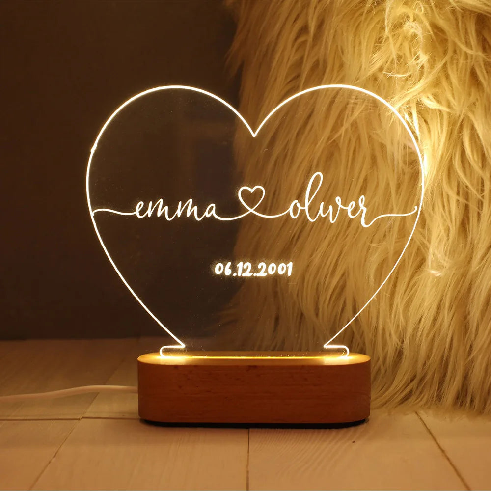 Custom Couple Name LED Night Lamp – Romantic Valentine’s Gift