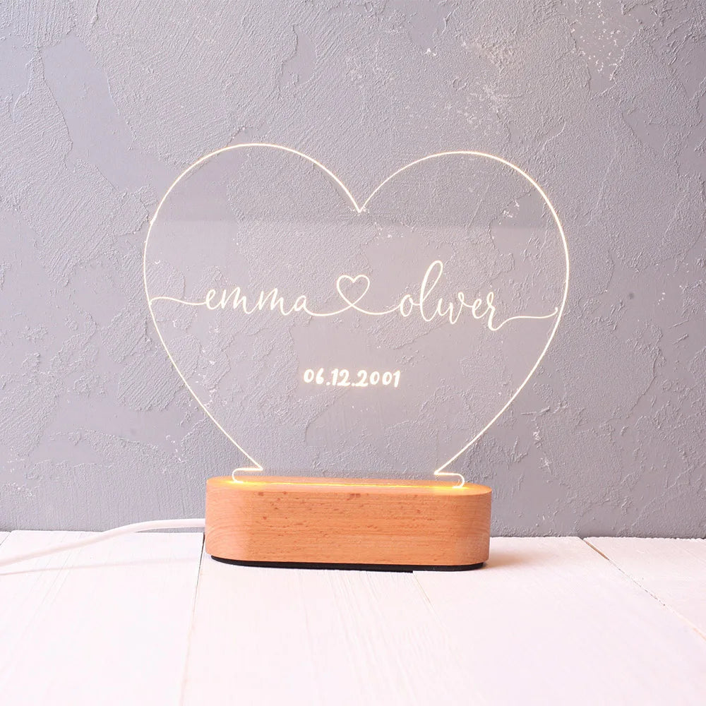 Custom Couple Name LED Night Lamp – Romantic Valentine’s Gift