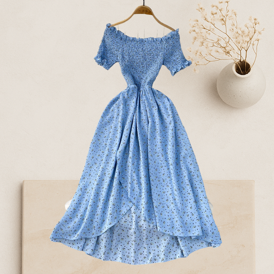 Celestia- Off-Shoulder Floral Midi Dress