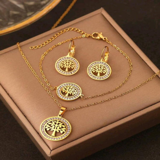 Tree of Life Jewelry Set – 4-Piece (Necklace, Earrings & Bracelet)
