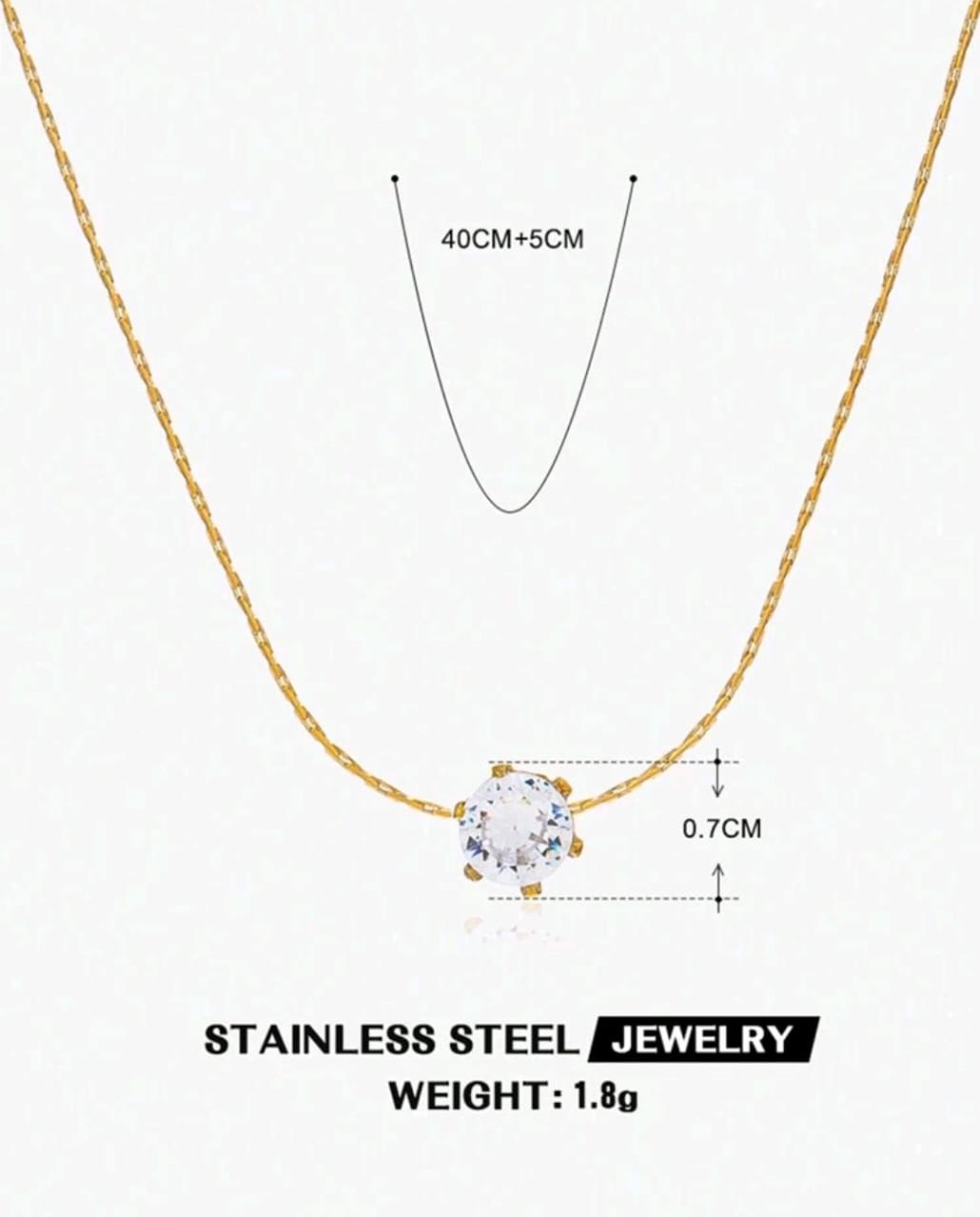 Celeste Solitaire Necklace – Stainless Steel Gold Plated Design