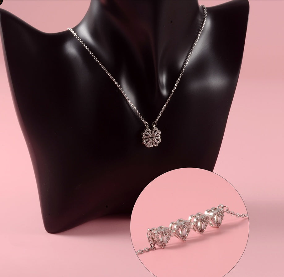 Bloom of Love – 4-Heart Magnetic Necklace